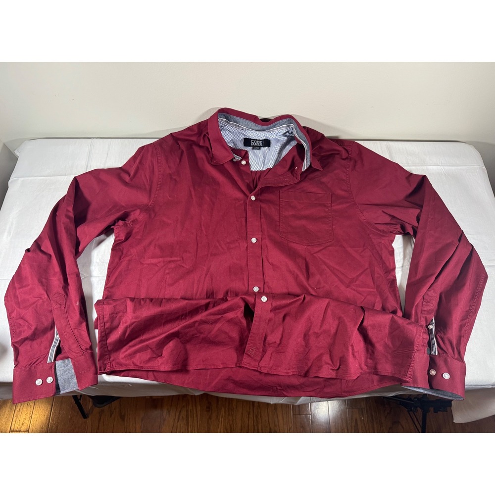 Cody James Core Mens XL Burgundy Long Sleeve Button Down Western Shirt Maroon